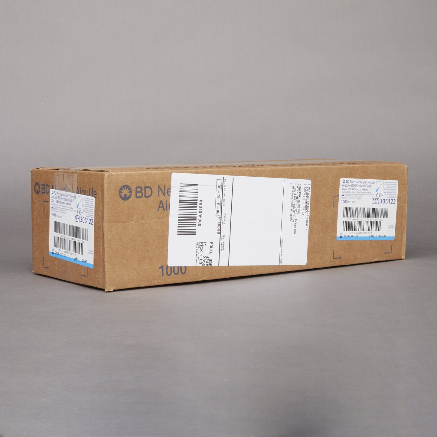 BD 305122 PrecisionGlide™ Hypodermic Needle, 25 Gauge, 5/8 Inch Length