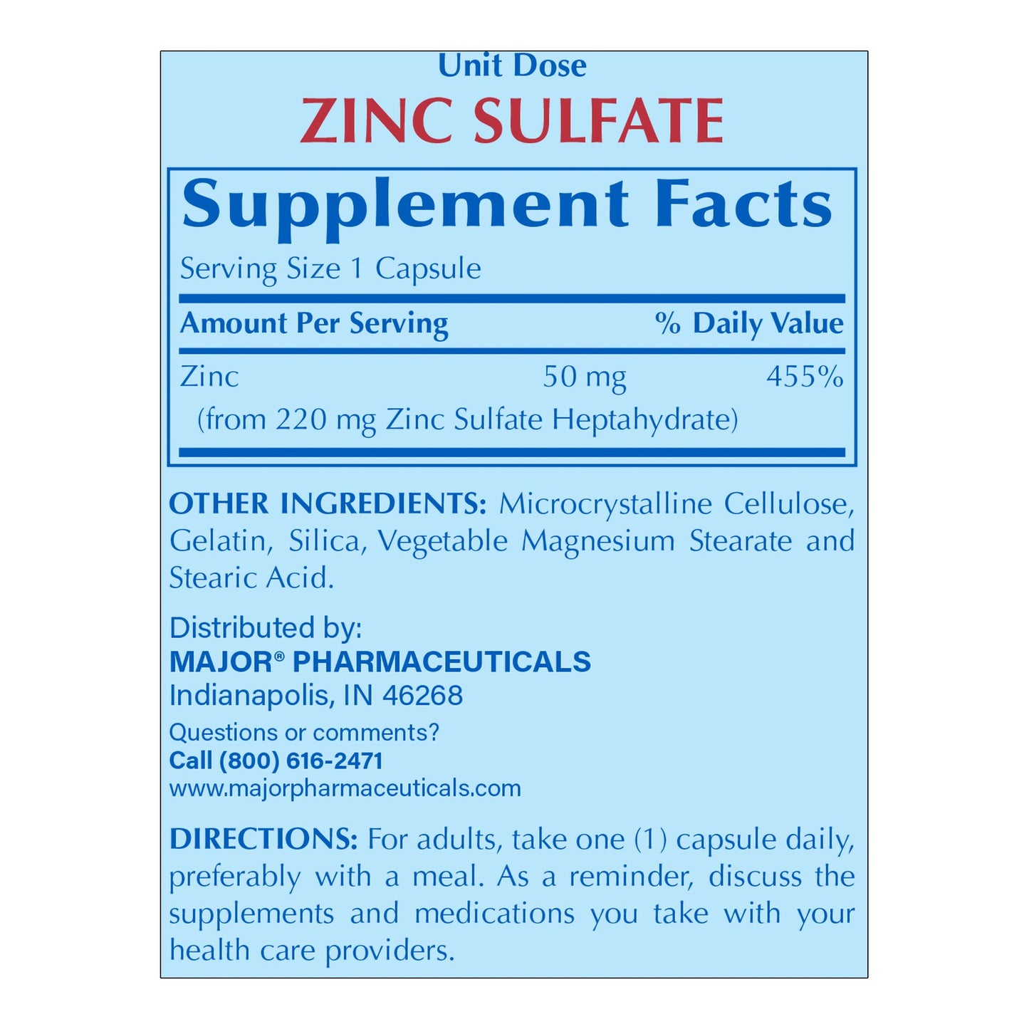 Major® 220-mg Zinc Sulfate Capsules