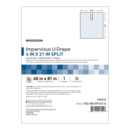 McKesson Sterile Impervious U-Drape, 60 x 81 Inch