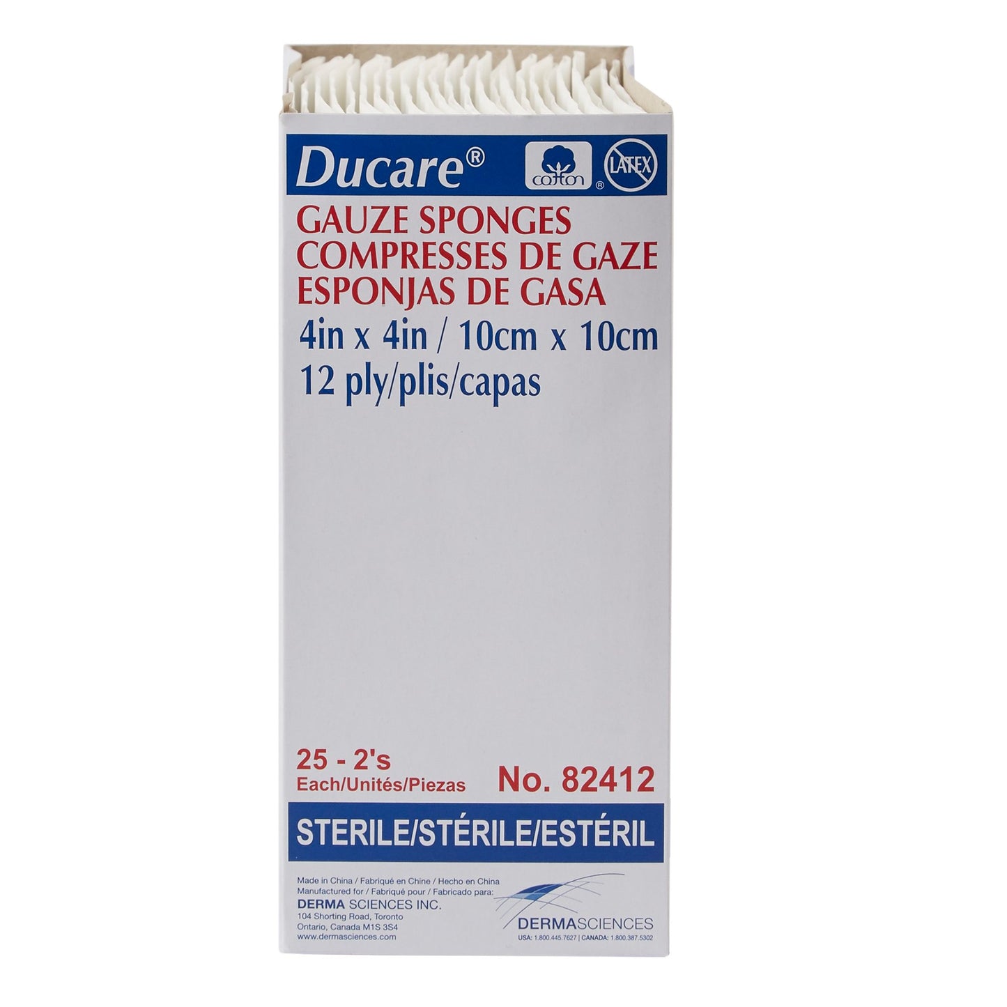 Ducare Sterile Gauze Sponge, 4 x 4 Inch, 12-Ply