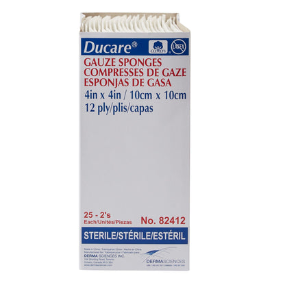 Ducare Sterile Gauze Sponge, 4 x 4 Inch, 12-Ply