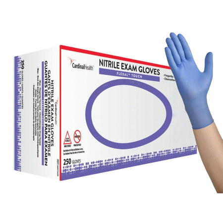 Cardinal 88RT02S FLEXAL Touch Nitrile Exam Glove, Small, Blue