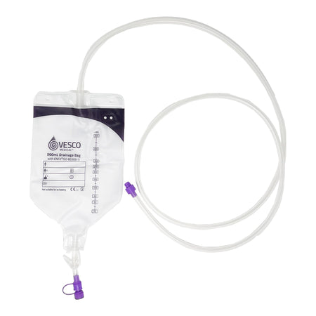 Enteral Drainage Bag with ENFit™ Connector Vesco Medical™ 60 Inch Tubing 500 mL Sterile