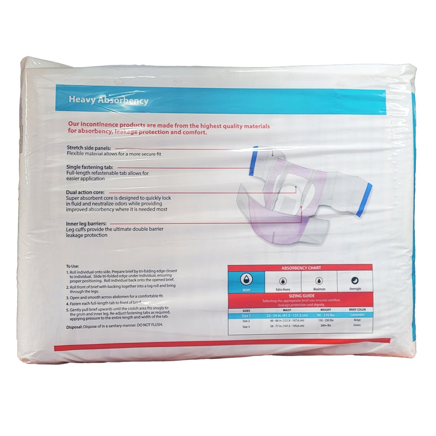 Wings™ Plus Quilted Stretch Heavy Absorbency Incontinence Briefs, Size 1
