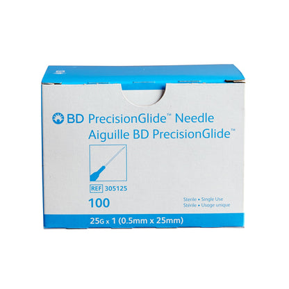 BD 305125 PrecisionGlide™ Hypodermic Needle, 25 Gauge, 5/8 Inch Length