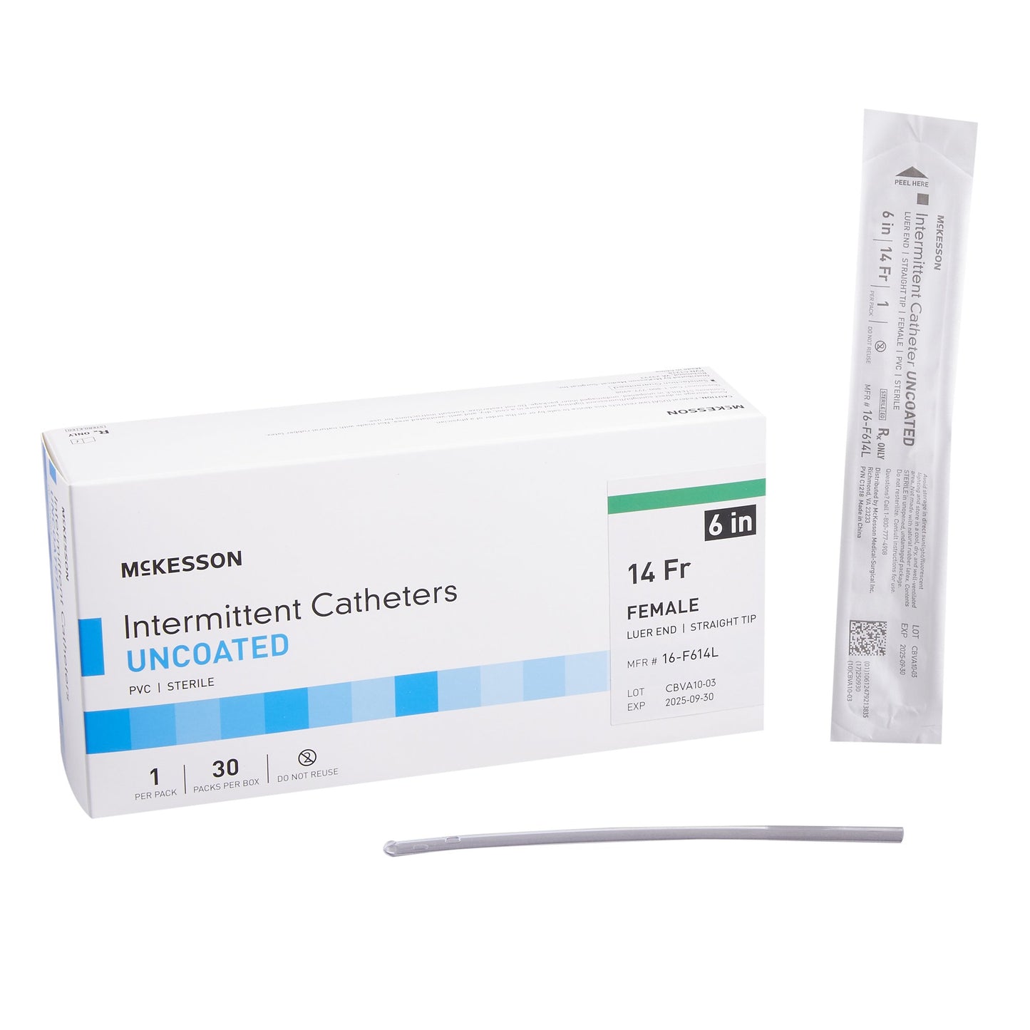 McKesson Female Urethral Catheter, 14 Fr, Luer Tip