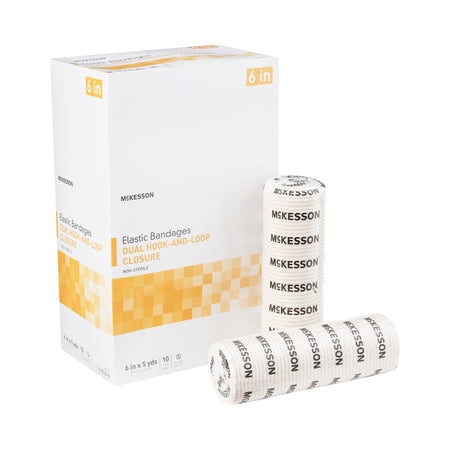 McKesson 16-2033-6 Double Hook and Loop Closure Elastic Bandage, 6 Inch x 5 Yard