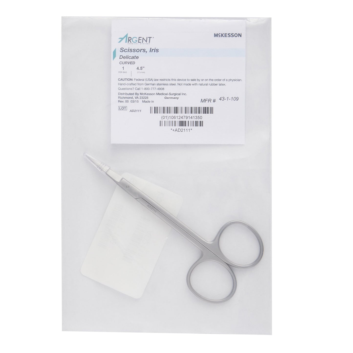 McKesson Argent™ Iris Scissors, 4½ Inches Curved