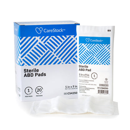 CareStock™ Sterile Abdominal Pad, 5 x 9 Inch – Nonwoven Cellulose ABD Pads
