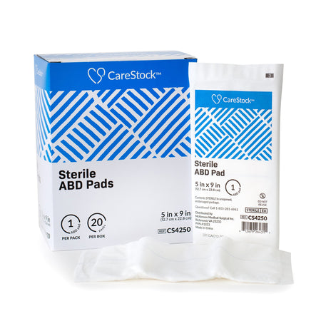 CareStock CS4250 Sterile Abdominal Pad, 5 x 9 Inch – Nonwoven Cellulose ABD Pads