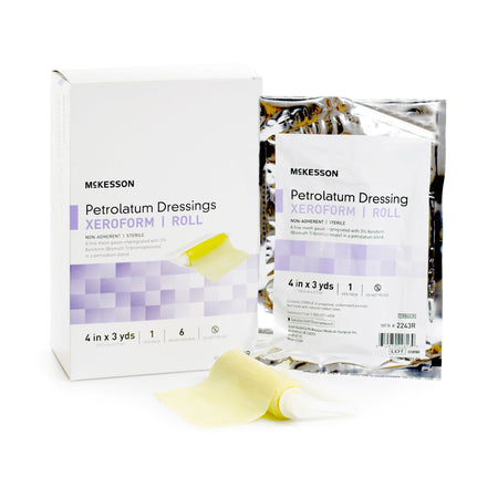 McKesson 2243R Xeroform Petrolatum Impregnated Dressing, 4 Inch x 3 Yard