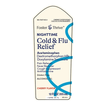 McKesson 70677103201 Foster & Thrive Nighttime Cold & Flu Liquid Relief, Cherry flavor