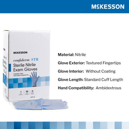 McKesson Confiderm® STR Nitrile Exam Glove, Large, Blue