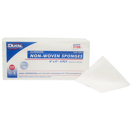 Dukal 2104 Clinisorb Nonwoven Sponge, 4 x 4 Inch, 4-ply