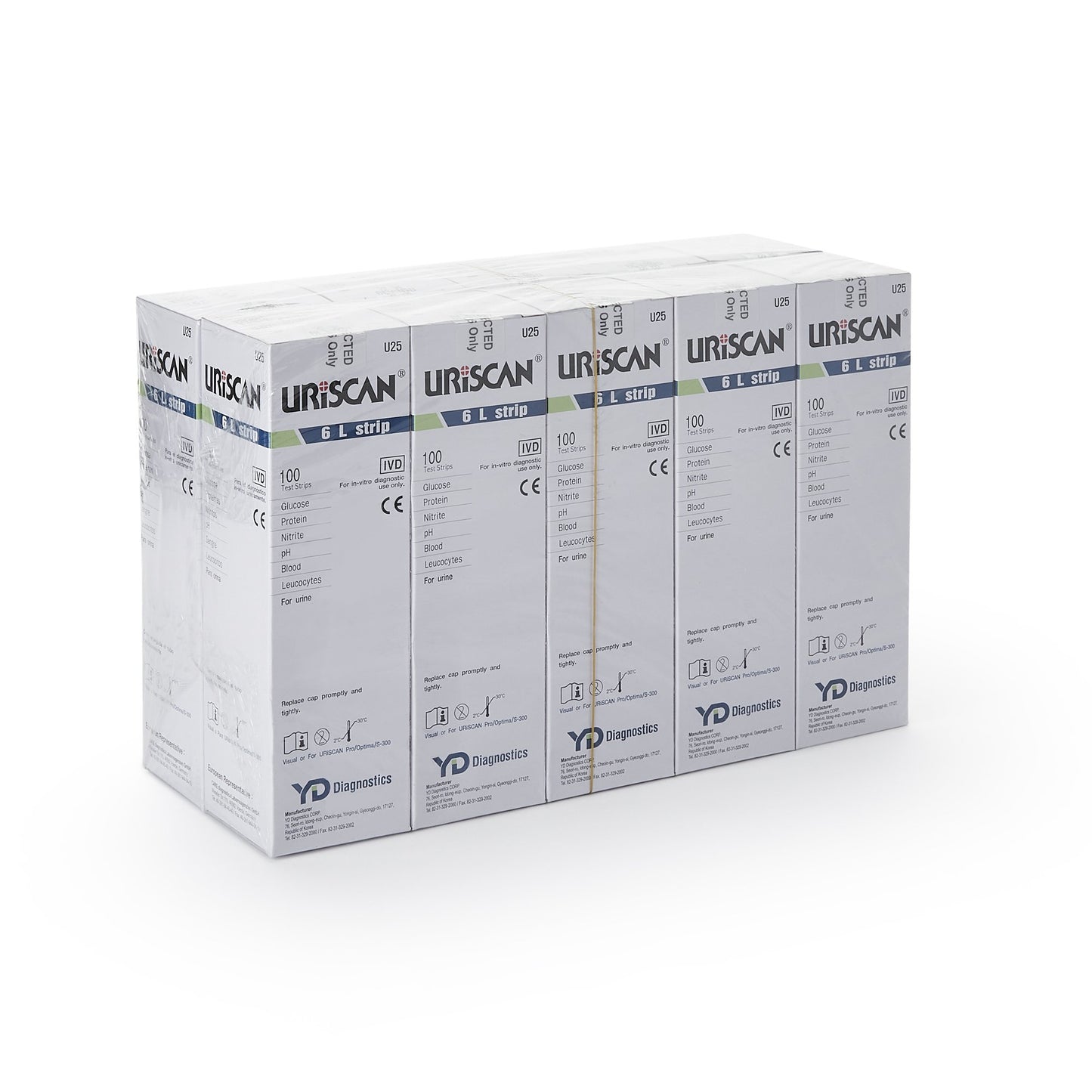 Uriscan Urine Reagent Strip, Blood, Glucose, Leucocytes, Nitrite, pH, Protein
