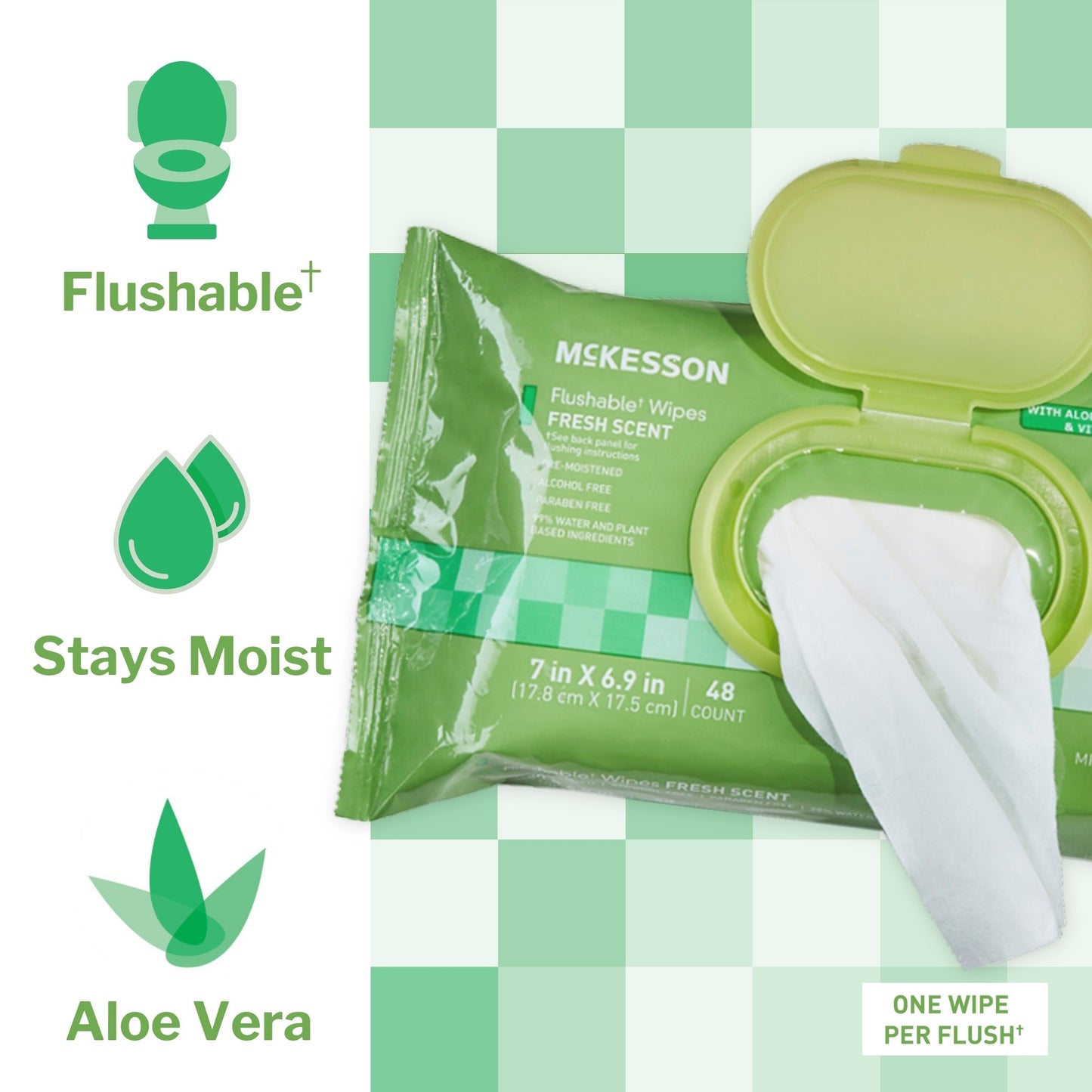 McKesson Flushable* Wet Wipes - Scented, 48 Wet Wipes per Pack
