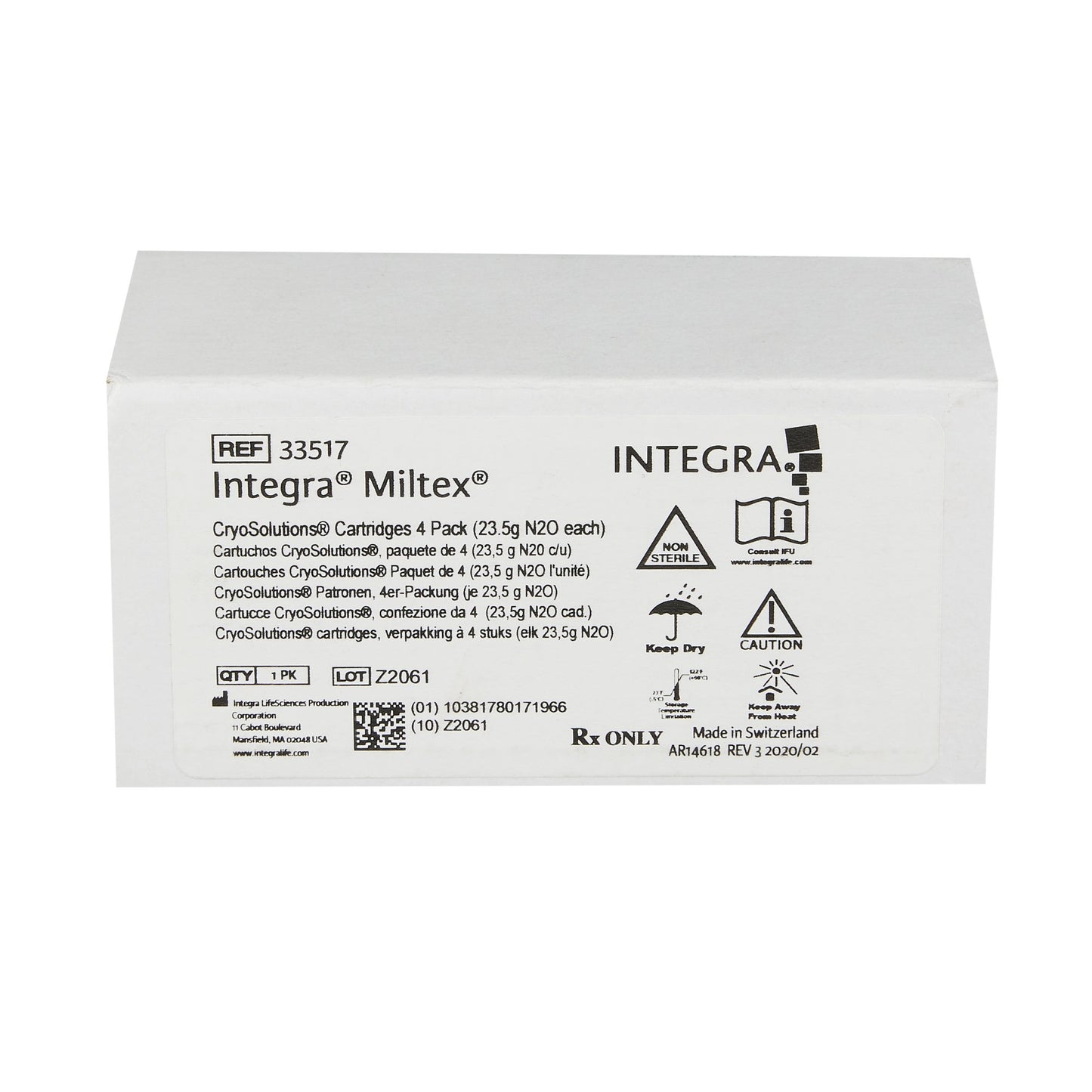 CryoSolutions® Liquified Nitrous Oxide Cartridge