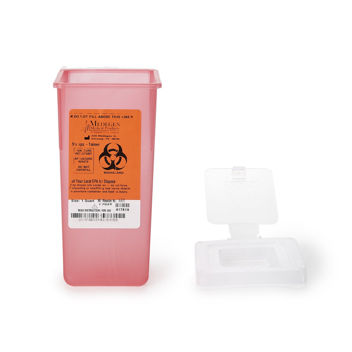 Sharps® Multi-purpose Sharps Container, 1 Quart, 7 x 3-1/2 x 3-1/2 Inch
