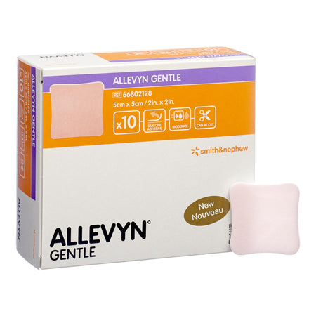 Smith & Nephew 66802128 Allevyn Gentle Border Silicone Foam Dressing, 2 x 2 Inch
