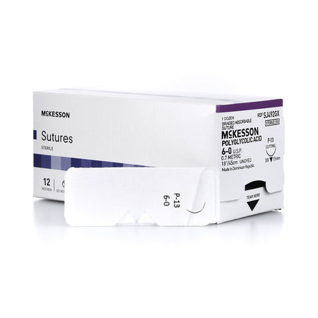 McKesson SJ492GX Polyglycolic Acid Absorbable Suture with Needle, Precision Reverse Cutting