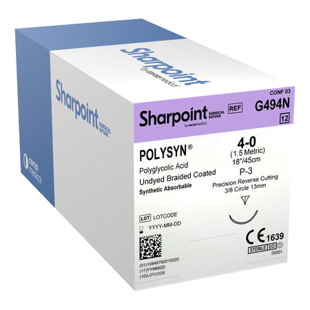 Surgical Specialties G494N PolySyn Polyglycolic Acid Absorbable Suture with Needle