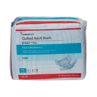 Cardinal 66034 Wings™ Plus Quilted Heavy Absorbency Incontinence Brief, Large