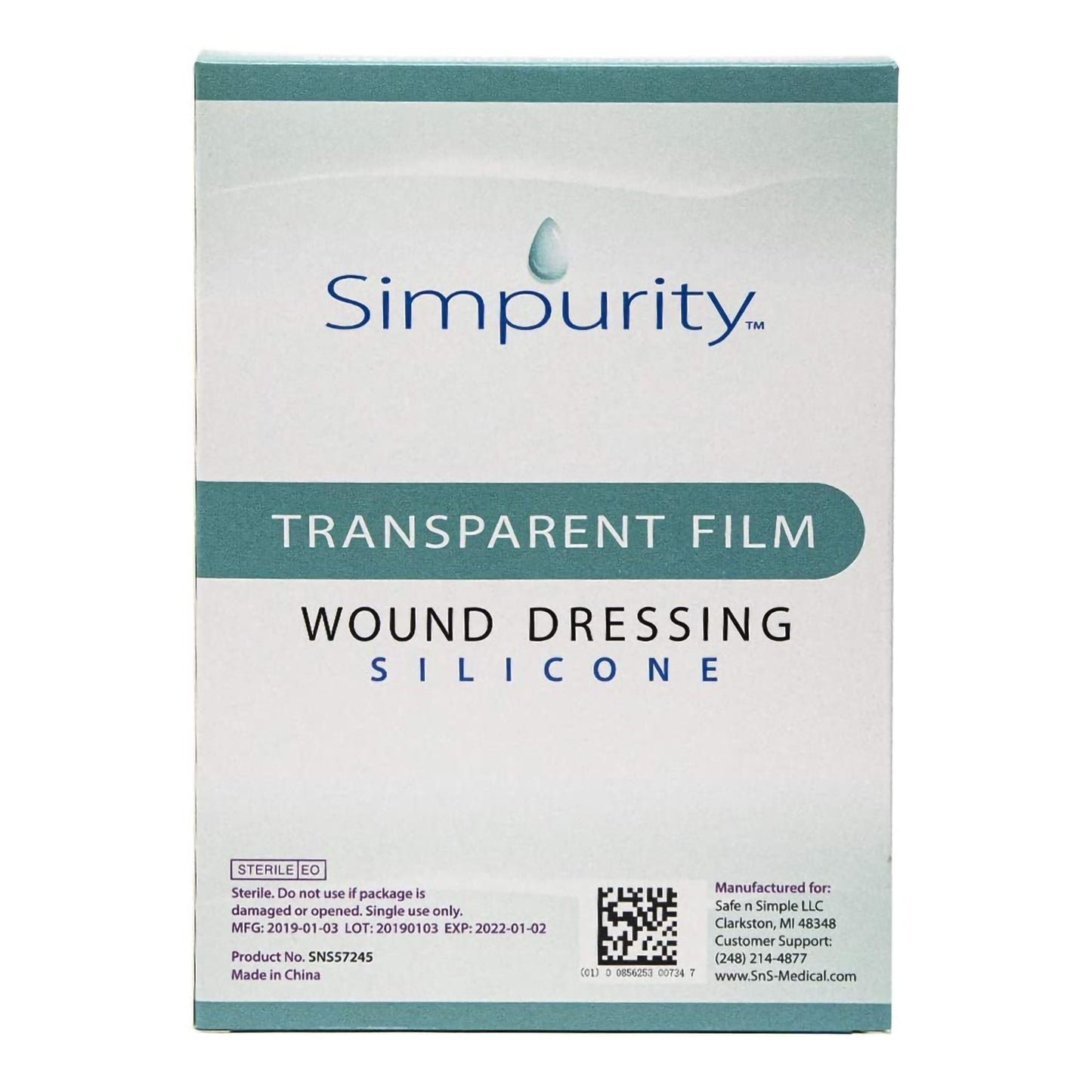 Transparent Film Dressing Simpurity™ 4 X 5 Inch Without Delivery Method Rectangle Sterile