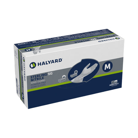 Halyard 41659 Sterling SG Nitrile Exam Glove, Medium, Silver