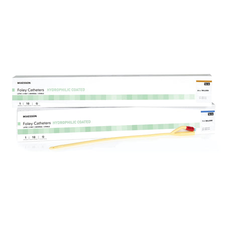 McKesson 16-LFOL3020C Hydrophilic-Coated Latex Foley Catheter, Coude Tip, 20 Fr., 30 cc