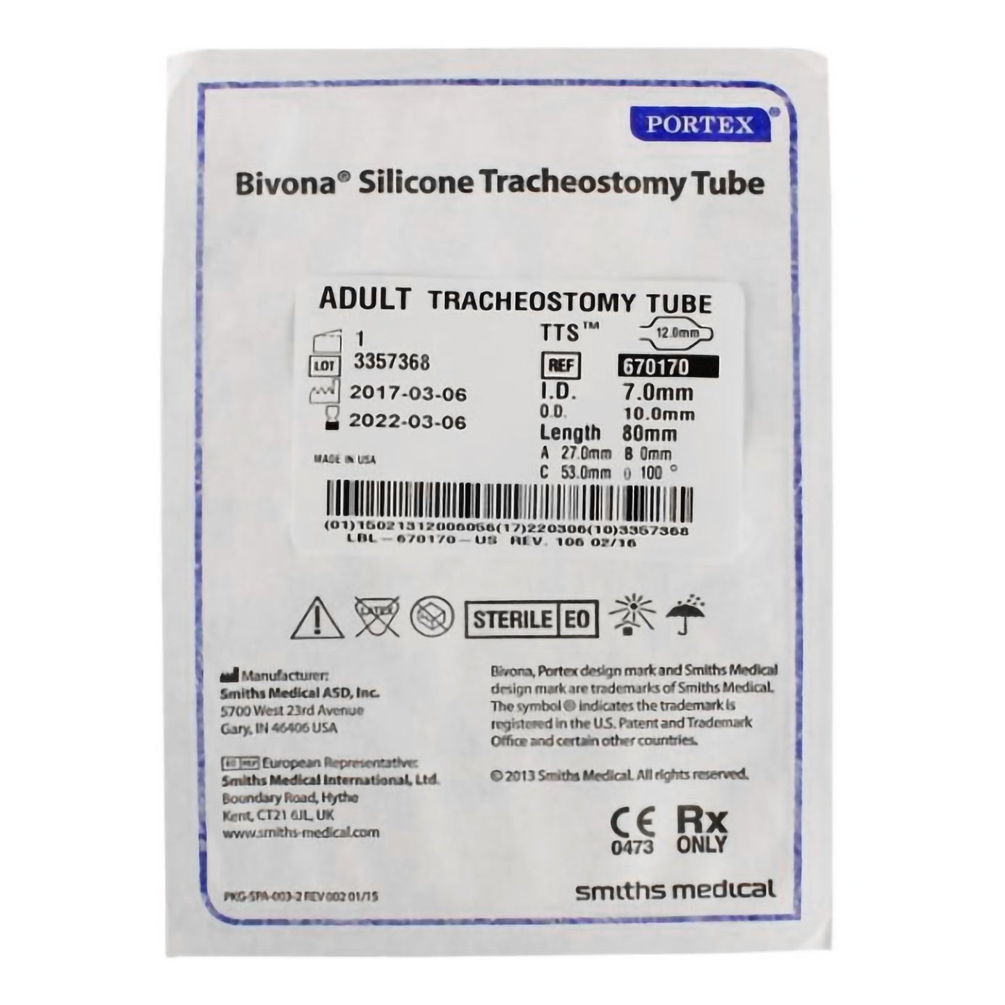 Bivona® TTS™ Tracheostomy Tube, Size 7