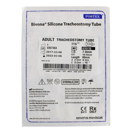 ICU Medical 670170 Bivona TTS Tracheostomy Tube, Size 7