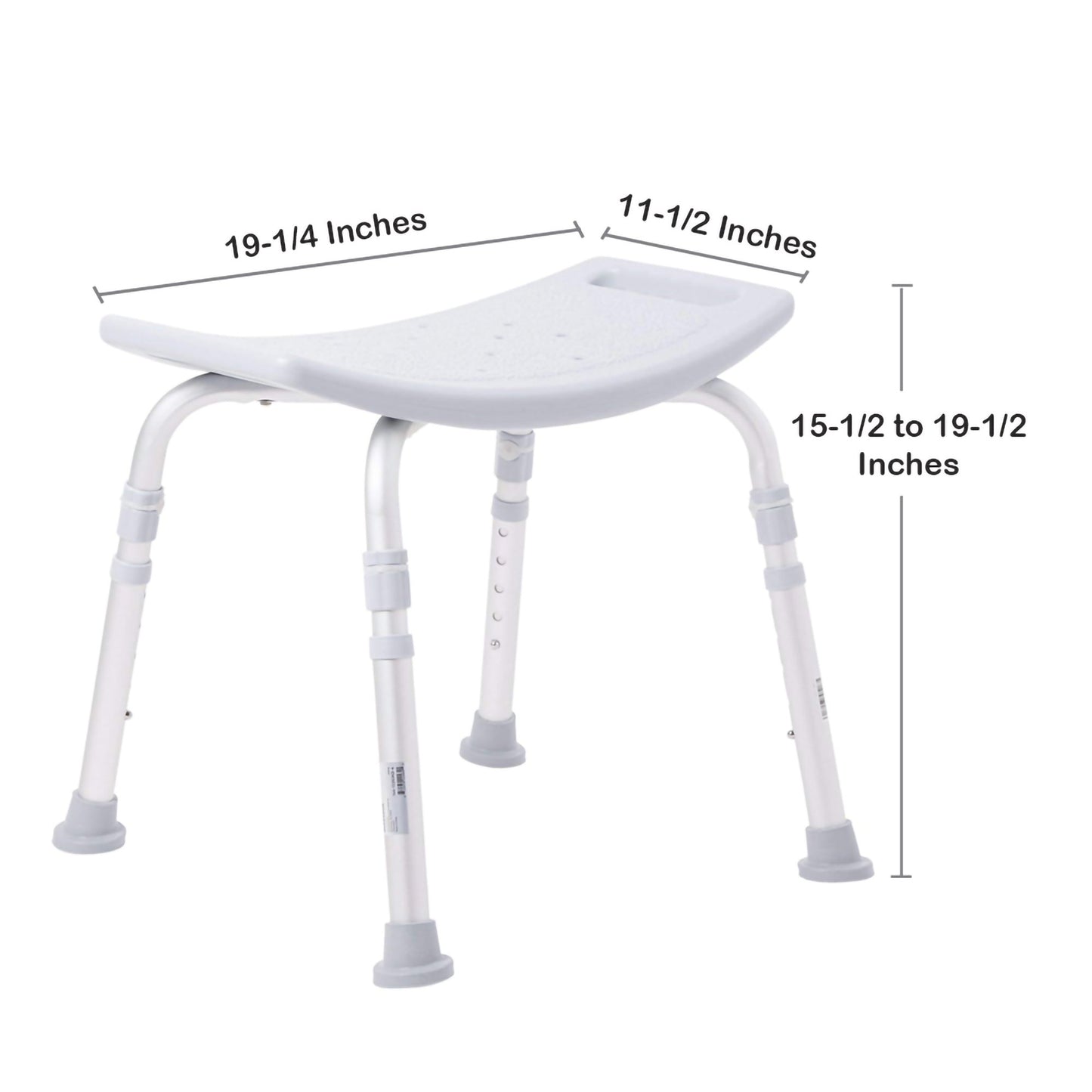 McKesson Aluminum Bath Bench Without Backrest, 15½ – 19½ Inch, Gray