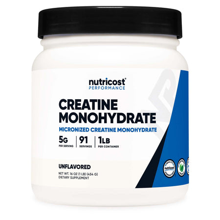 Nutricost 1270272 Oral Supplement Creatine Monohydrate Unflavored Powder 1 lb. Canister