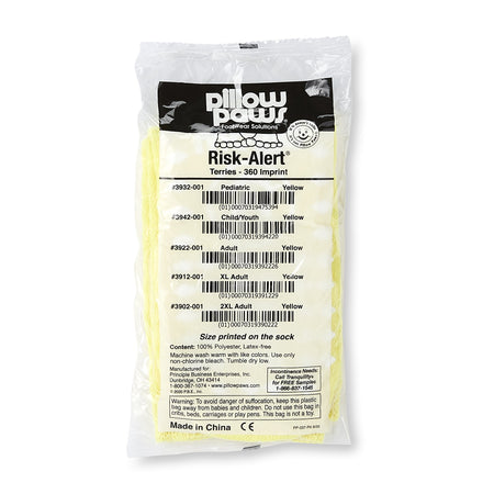 Principle Business Enterprises 3912-001 Pillow Paws Yellow Risk Alert Terries Slipper Socks, XL Adult