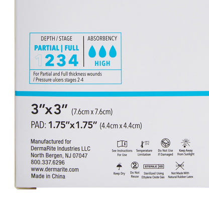 Dermarite 43330 ComfortFoam™ Border Foam Wound Dressing w/ Soft Silicone Adhesive, 7.6 x 7.6 cm