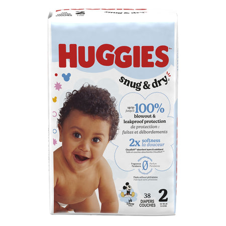 Kimberly-Clark 56425 Unisex Baby Diaper Huggies Snug & Dry Size 2 Disposable Heavy