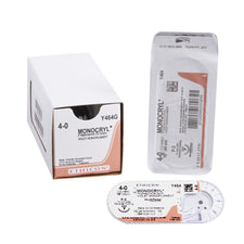 Ethicon Absorbable Suture with Needle Monocryl™ Poliglecaprone P-3 3/8 Circle Precision Reverse Cutting Needle Size 4-0 Monofilament