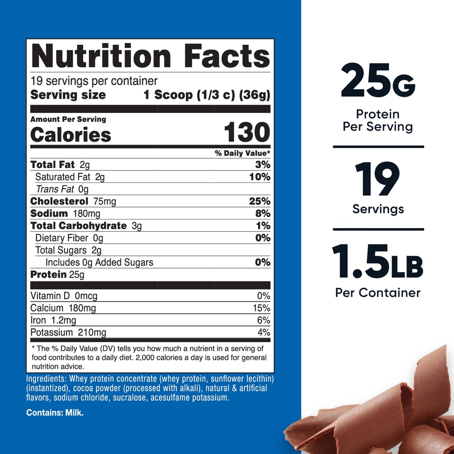 Oral Supplement Nutricost Whey Protein Concentrate Chocolate Flavor Powder 1.5 lb. Canister