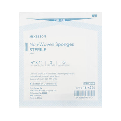 McKesson Sterile Nonwoven Sponge, 4 x 4 Inch, 4-Ply