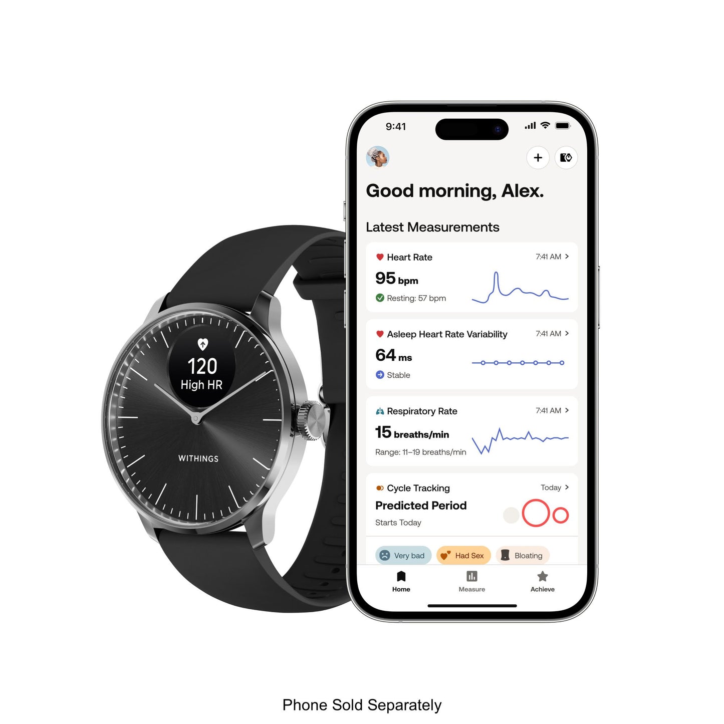 Withings ScanWatch Light Smart Watch, 37mm, Black