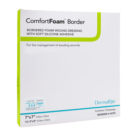 ComfortFoam™ Bordered Foam Wound Dressing w/ Soft Silicone Adhesive, 7 x 7 Inch