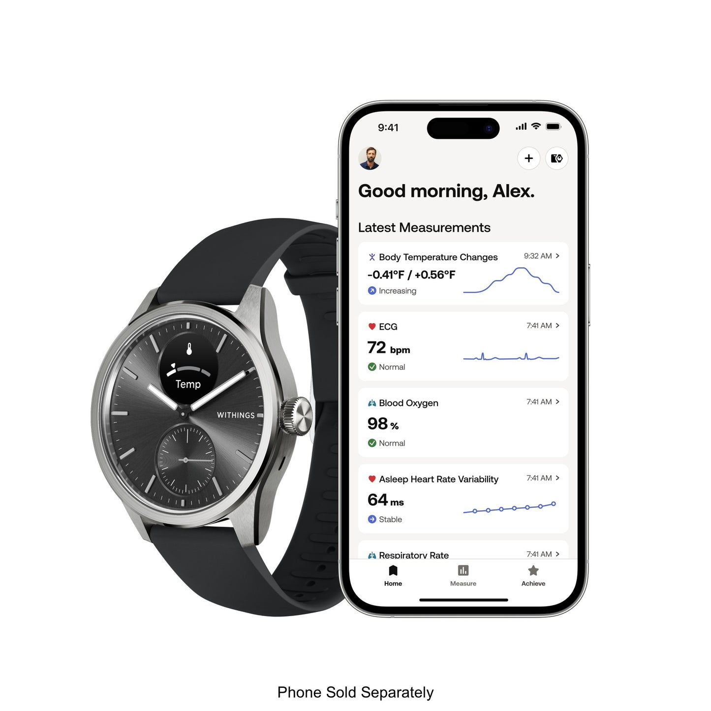 Withings ScanWatch 2 Smart Watch, 42mm, Black
