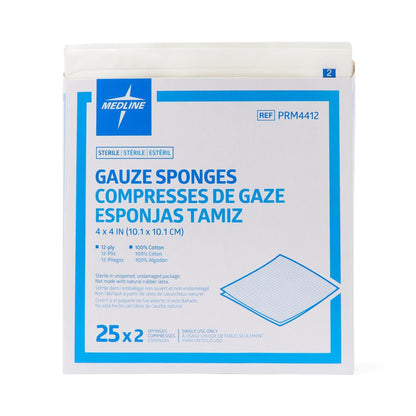 Medline Sterile Gauze Sponge, 4 x 4 Inch, 12-Ply