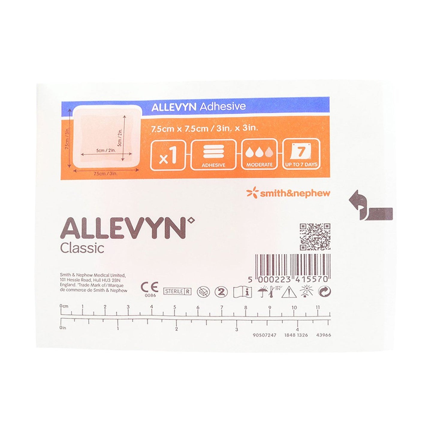 Allevyn Adhesive with Border Foam Dressing, 3 x 3 Inch
