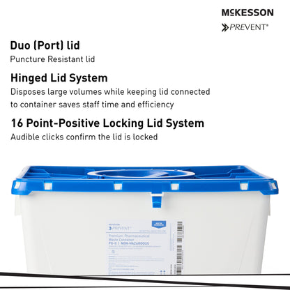 McKesson Prevent® Pharmaceutical Waste Container, 8 Gal., 13.5 x 17.3 x 13 inch