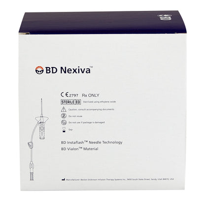BD Nexiva™ 383516 Closed IV Catheter 20 Gauge 1 Inch Blood Control Winged Hub