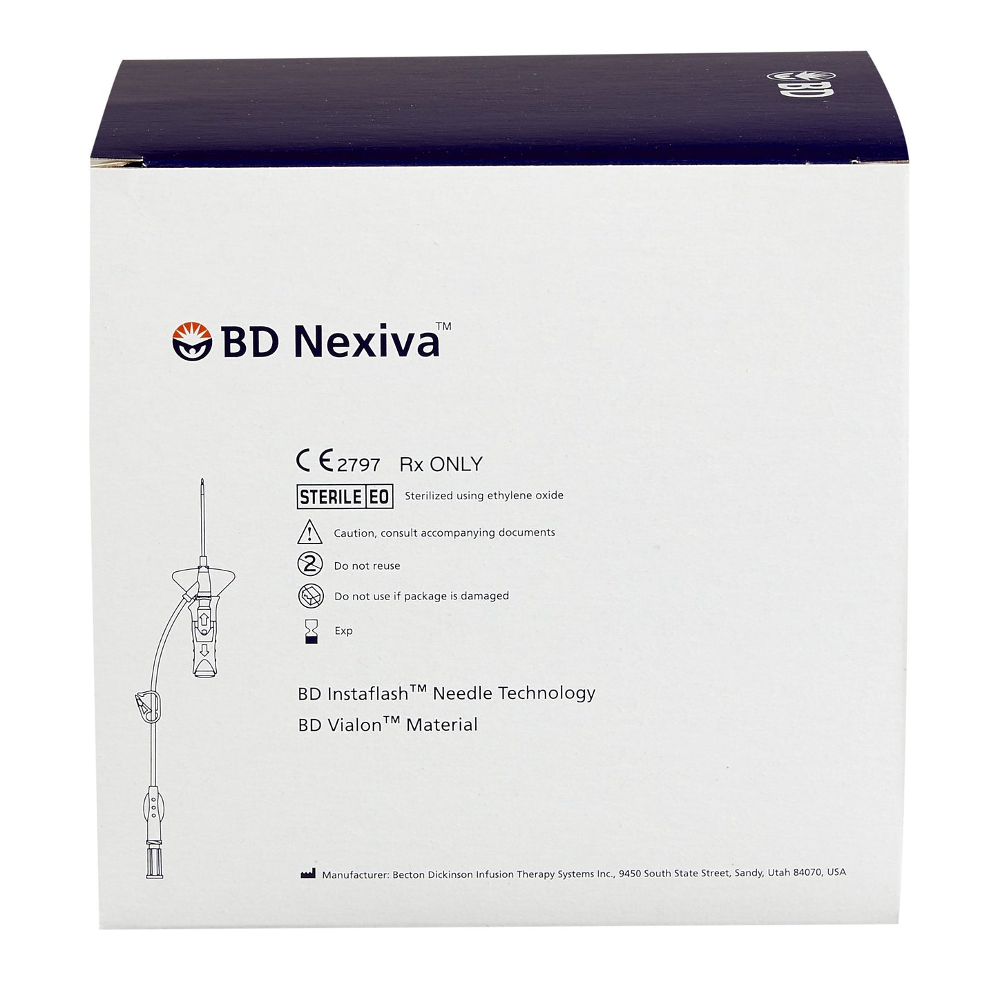 BD 383516 Closed IV Catheter Nexiva™ 20 Gauge 1 Inch Vialon Biomaterial Winged Hub Blood Control