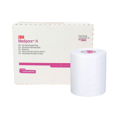 Solventum 2863 3M Medipore H Cloth Medical Tape, 3 Inch x 10 Yard, White