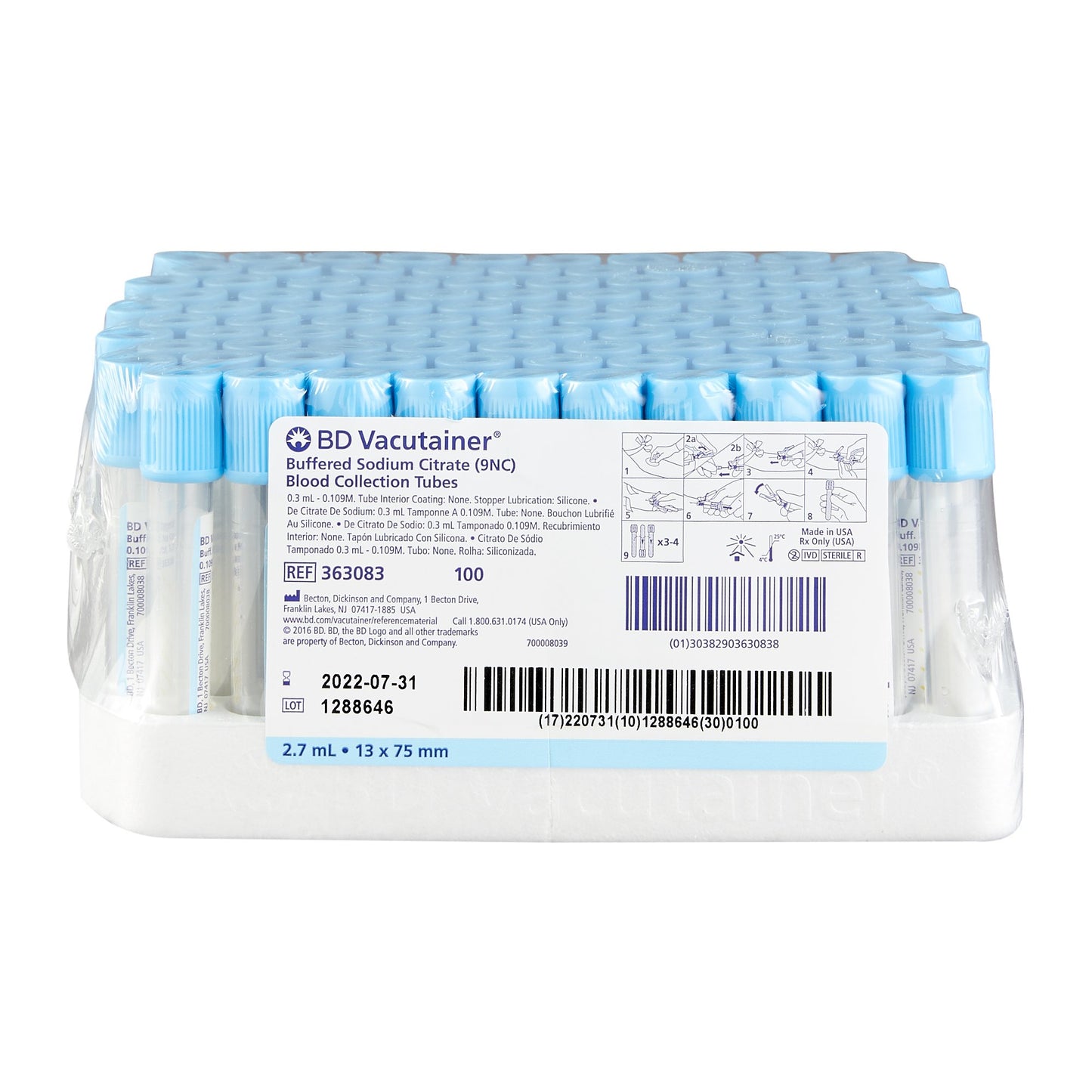 BD Vacutainer® Plus Venous Blood Collection Tube, 2.7 mL, 13 x 75 mm