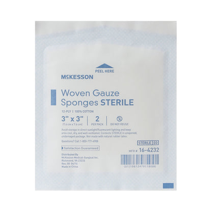 McKesson Sterile Gauze Sponge, 3 x 3 Inch, 12-Ply